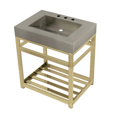 Fauceture KVSP3122A2 31" Stainless Steel Sink W/ Steel Console Sink Base, / Brass KVSP3122A2